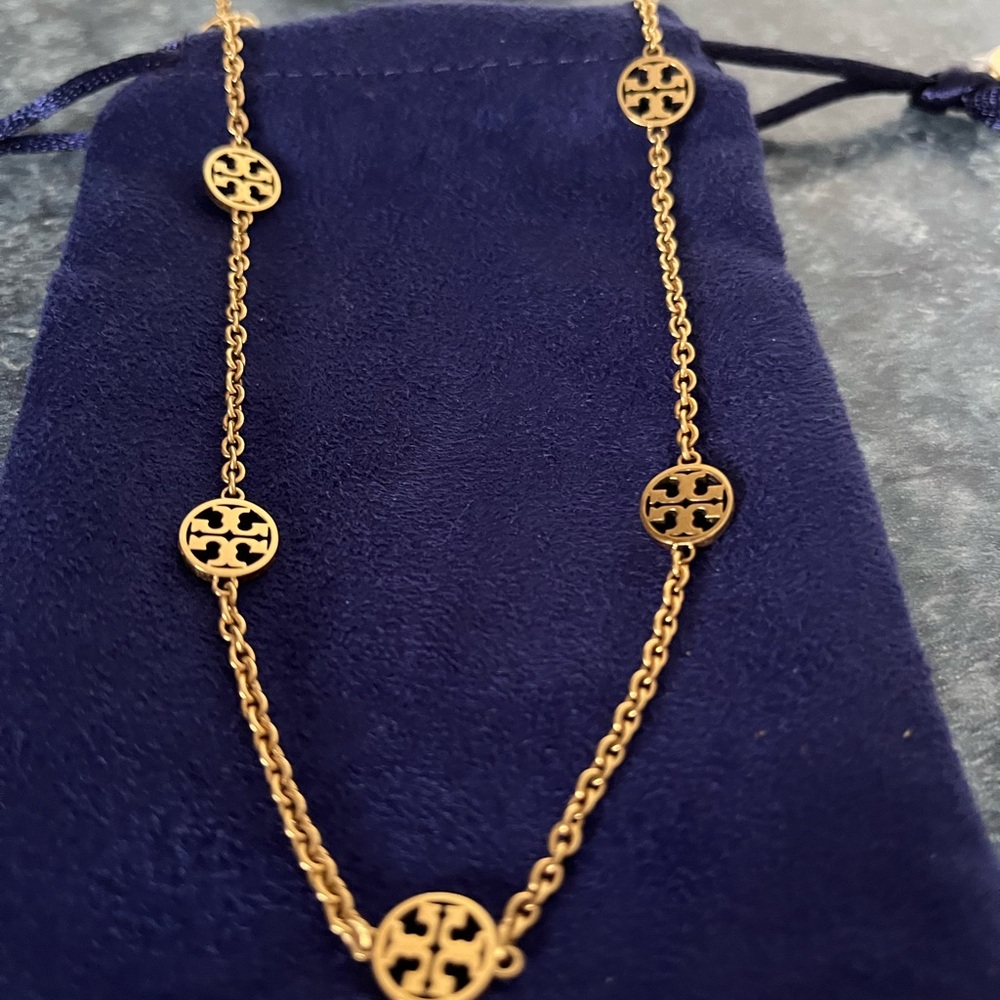 Tory Burch Gold Logo Necklace and Earring Set - Picture 2 of 4